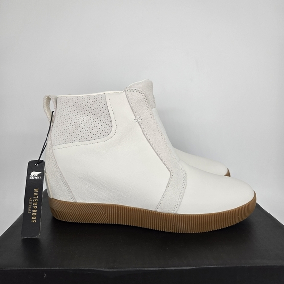 New Sorel Out N About Pull On Wedge Booties Leather Boots Women's Size 7.5 - Picture 3 of 8